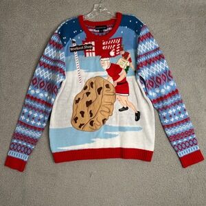 Blizzard‎ Bay Ugly Christmas Holiday Sweater Mens Large Santa Workout Cookie